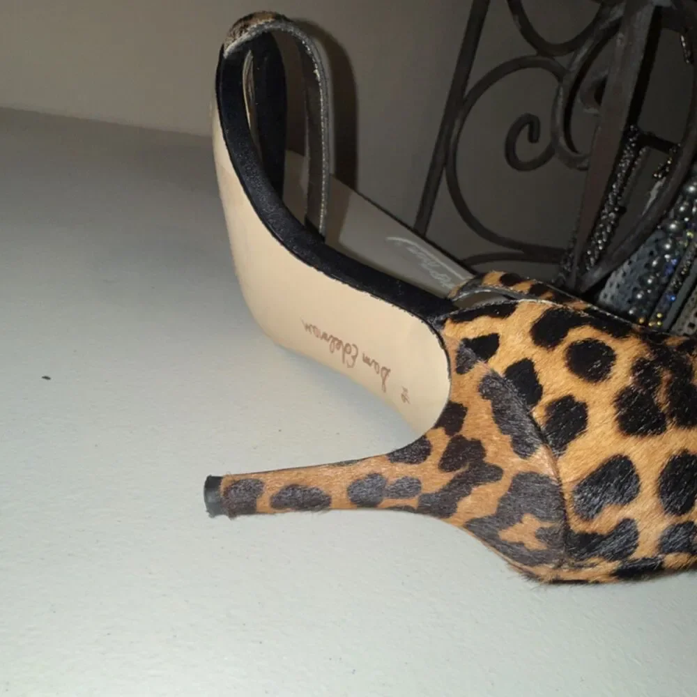 Sam Edelman Women's Animal Print Ankle Strap Stiletto Open Toe Strappy Heel